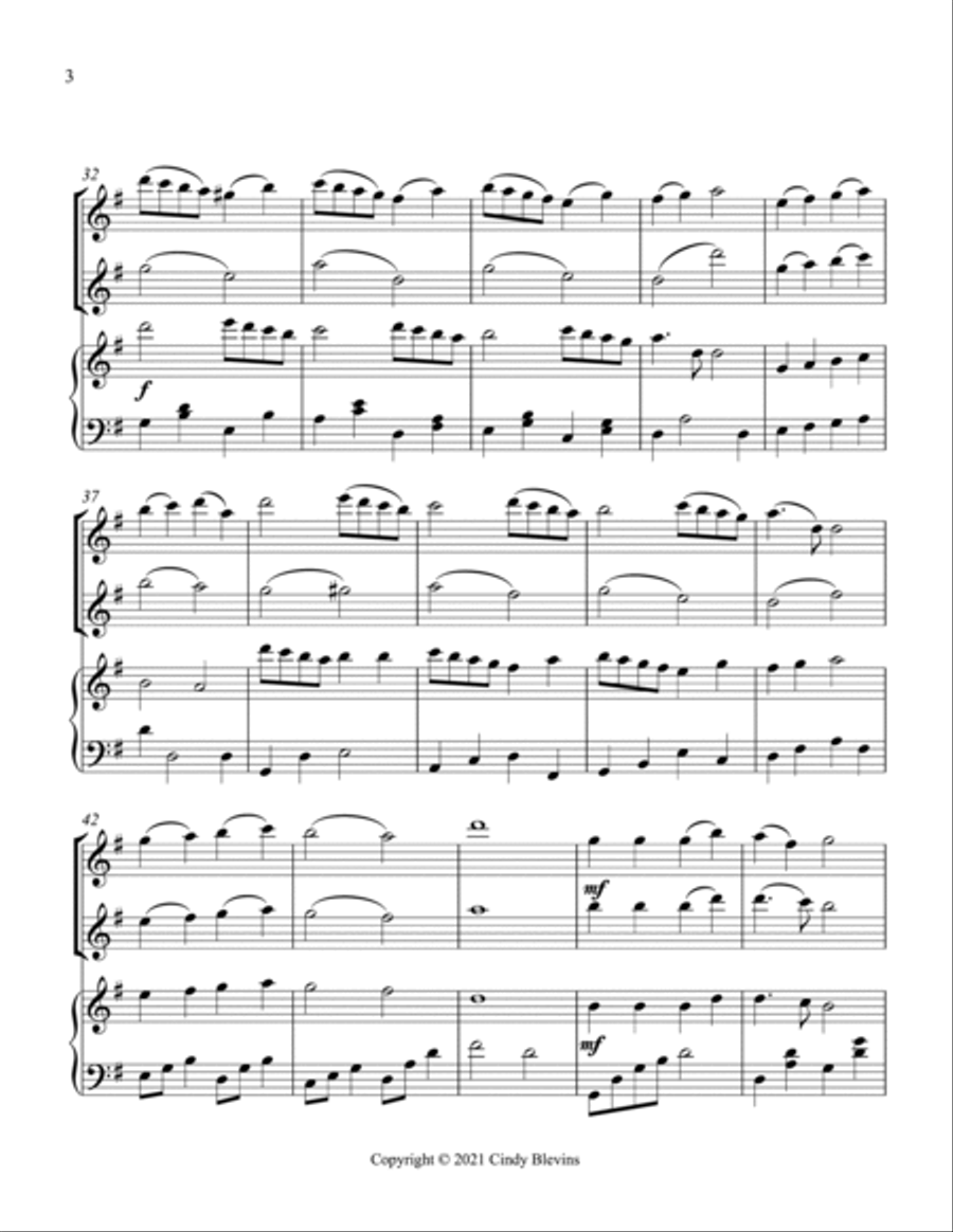 Angels We Have Heard On High, Two Flutes and Harp Flute Duet scores gallery preview page 4