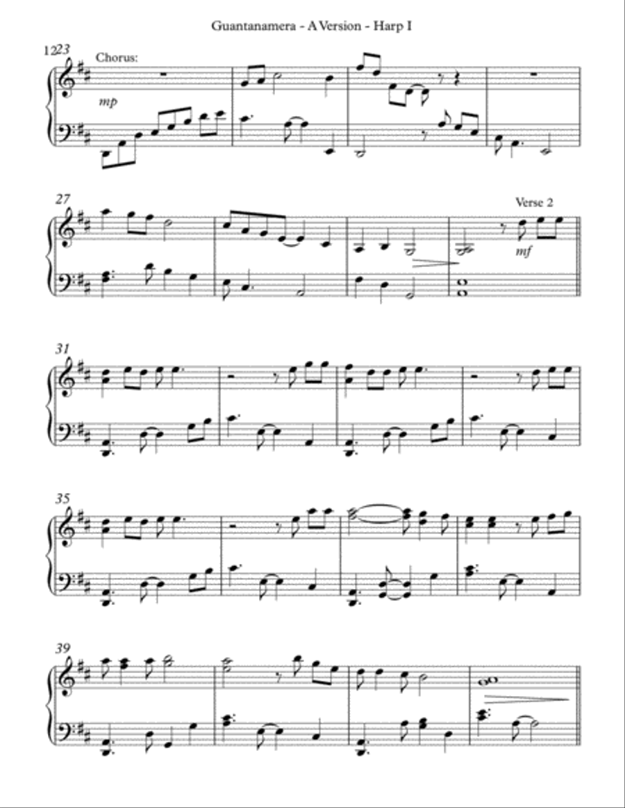 Guantanamera Celtic Harp scores gallery preview page 3