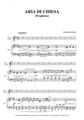 ARIA DI CHIESA - (Pietà Signore) for Tenor (or Soprano) and Piano