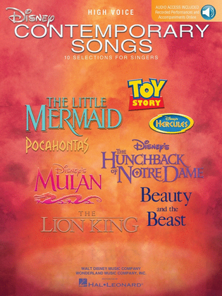 Book cover for Disney Contemporary Songs High Voice Book/Online Audio