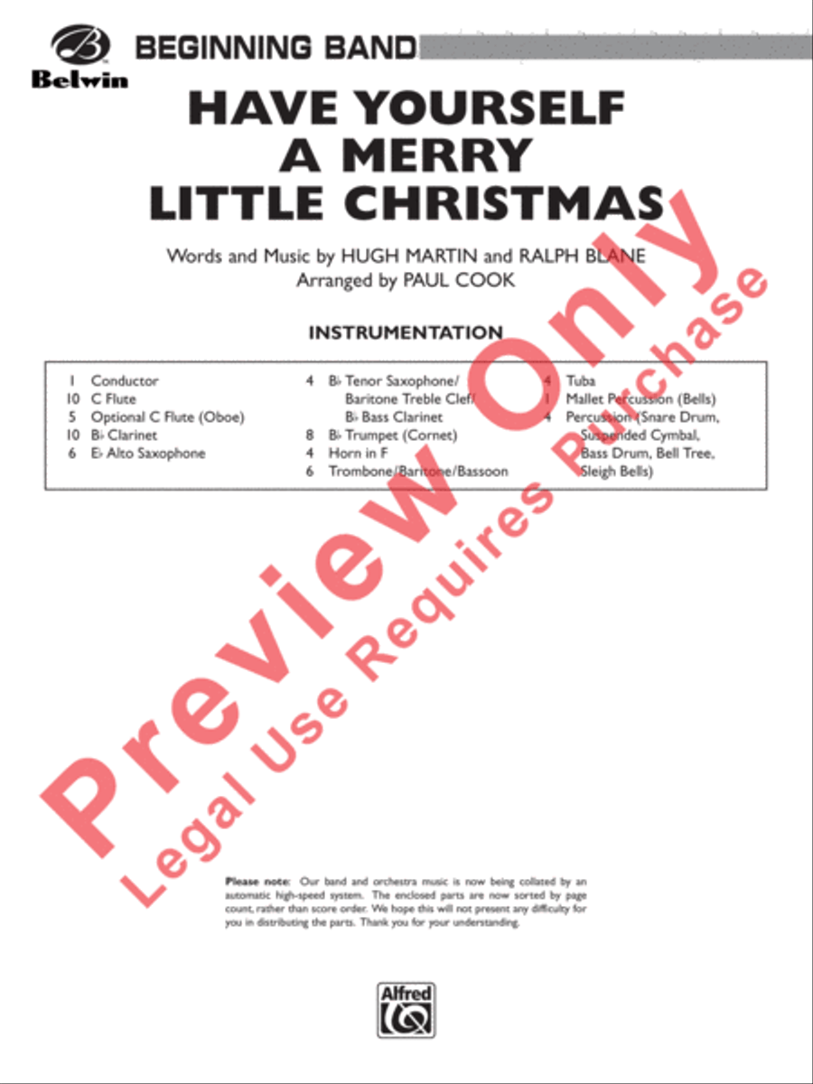 Have Yourself a Merry Little Christmas Concert Band scores gallery preview page 2