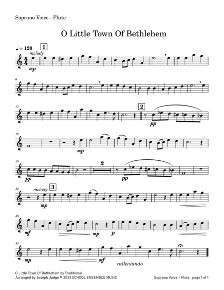 O Little Town Of Bethlehem for Woodwind Quartet in School Woodwind Quartet scores gallery preview page 5