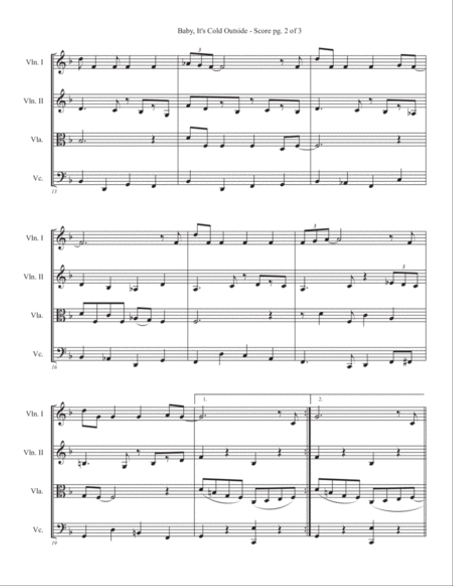 Baby, It's Cold Outside String Quartet scores gallery preview page 3