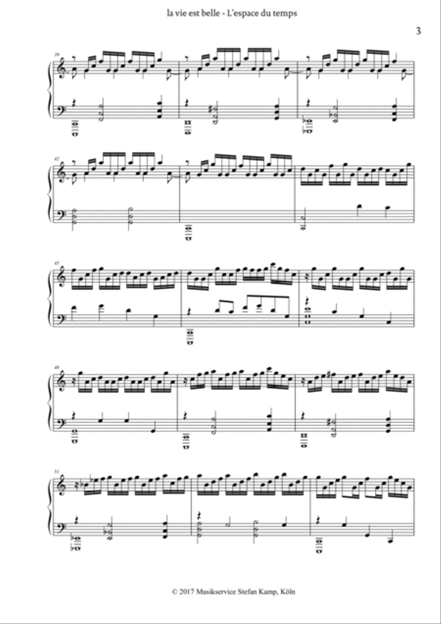 L'Espace du temps (La vie est belle) Piano Solo scores gallery preview page 3