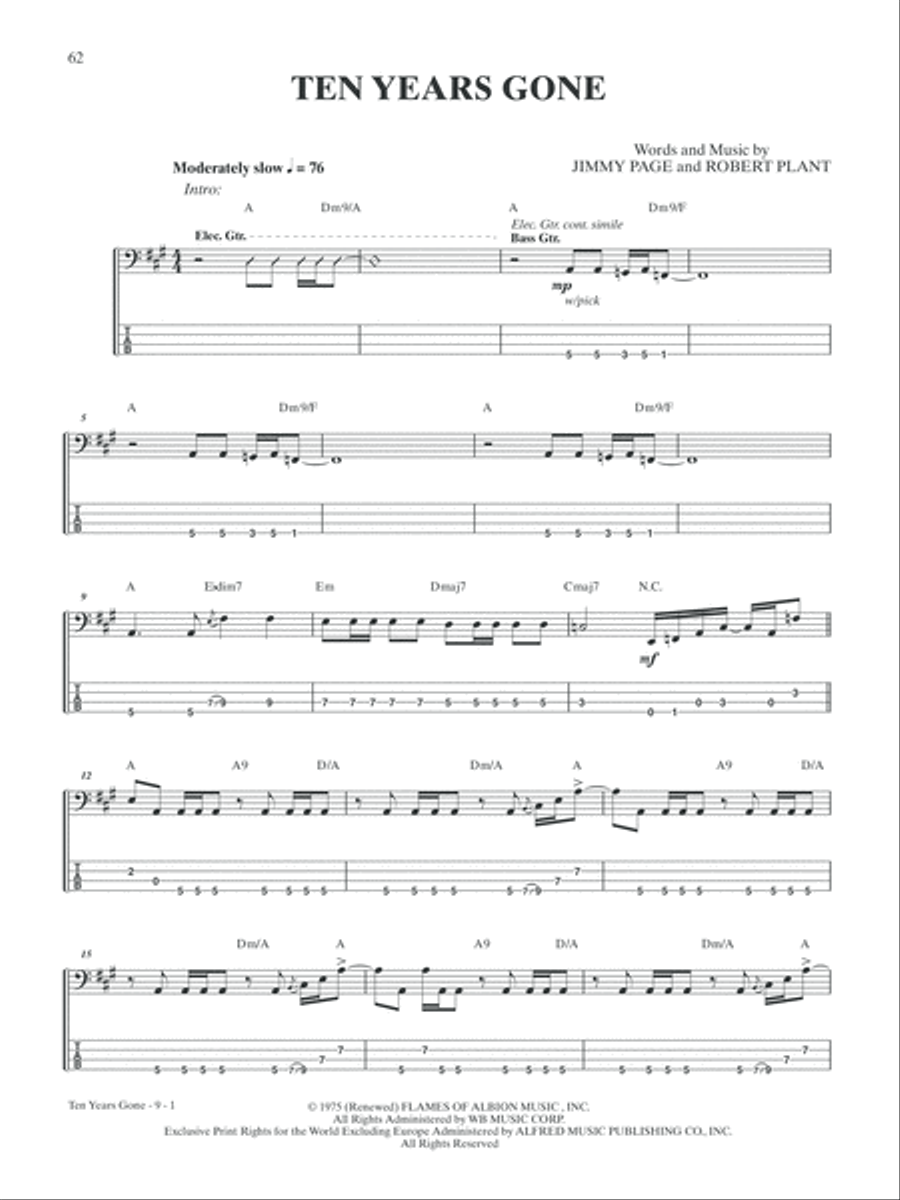 Led Zeppelin -- Physical Graffiti Platinum Bass Guitar Bass Guitar Tablature scores gallery preview page 5
