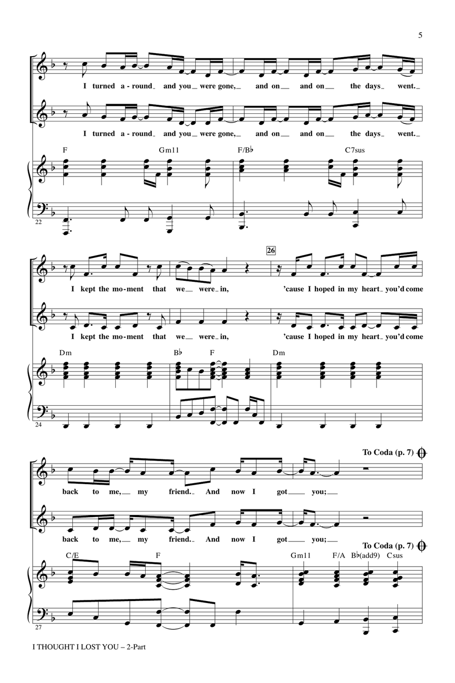I Thought I Lost You (from Bolt) 2-Part scores gallery preview page 4