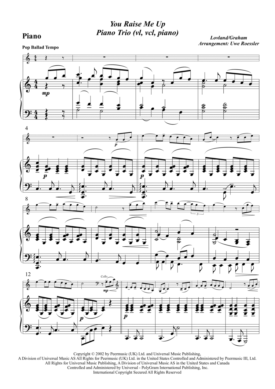 You Raise Me Up Piano Trio scores gallery preview page 1