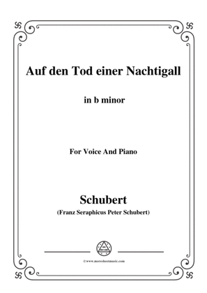 Book cover for Schubert-Auf den Tod einer Nachtigall,in b minor,for Voice&Piano