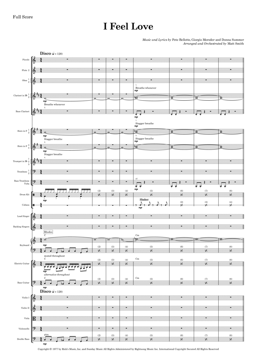 I Feel Love Full Orchestra scores gallery preview page 1