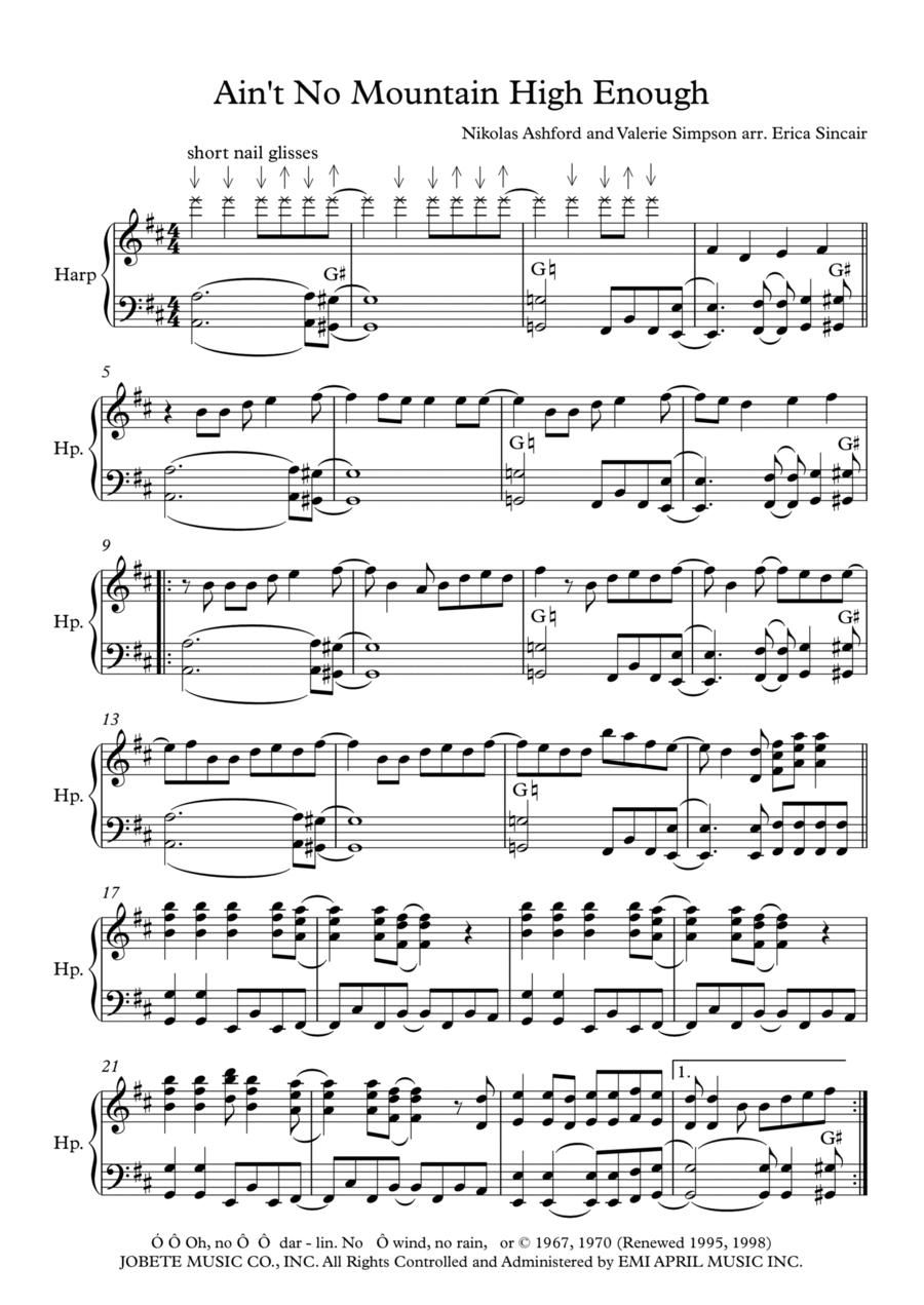 Ain't No Mountain High Enough Harp scores gallery preview page 1