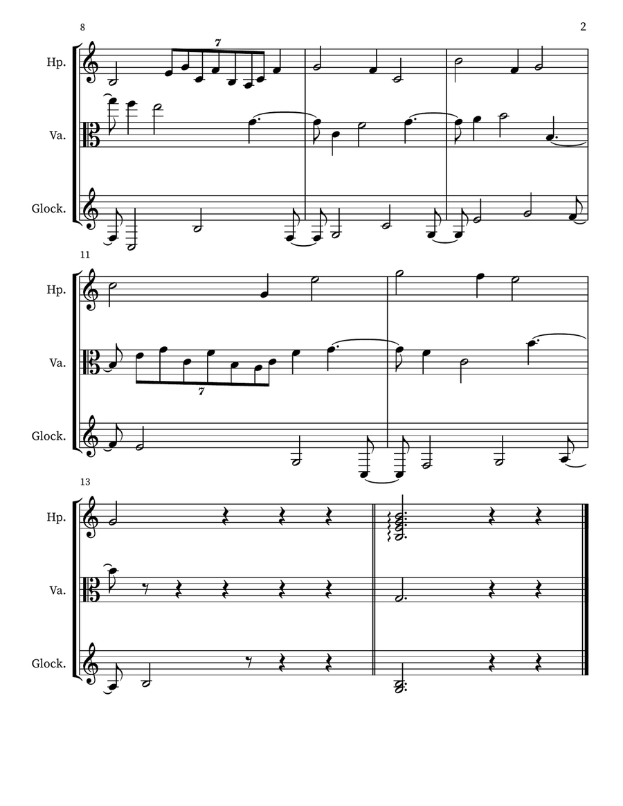 A88 for harp, viola, glockenspiel Small Ensemble scores gallery preview page 2