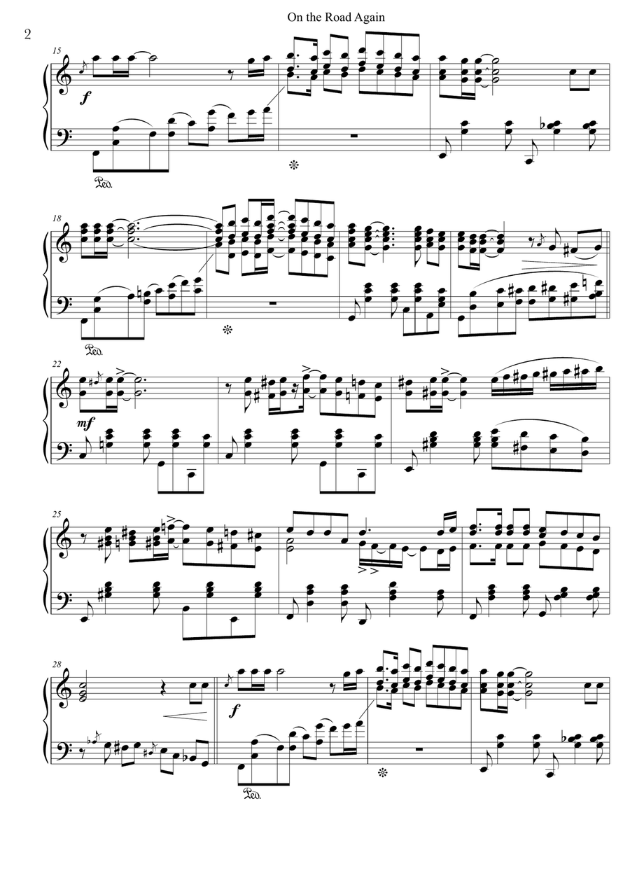 On The Road Again Piano Solo scores gallery preview page 2