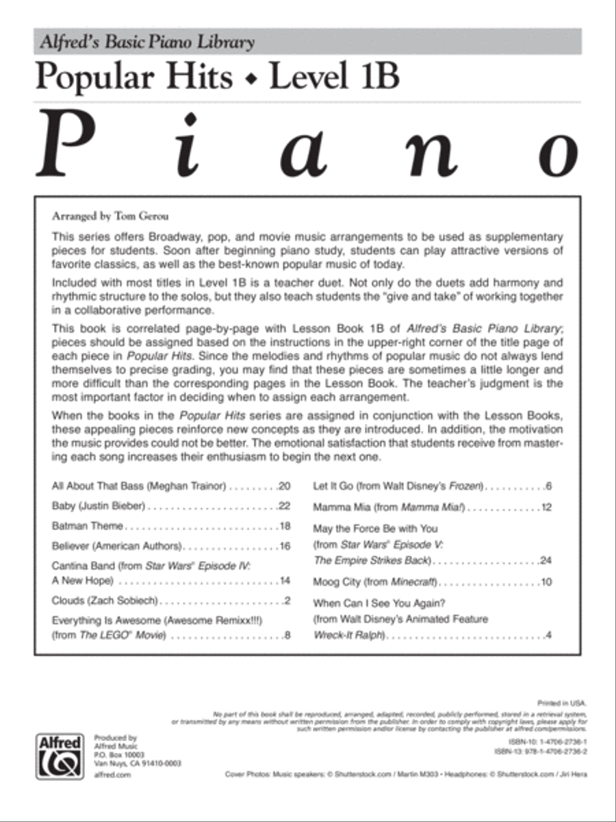 Alfred's Basic Piano Library: Popular Hits, Levels 1A & 1B (Value Pack) Piano Method scores gallery preview page 28