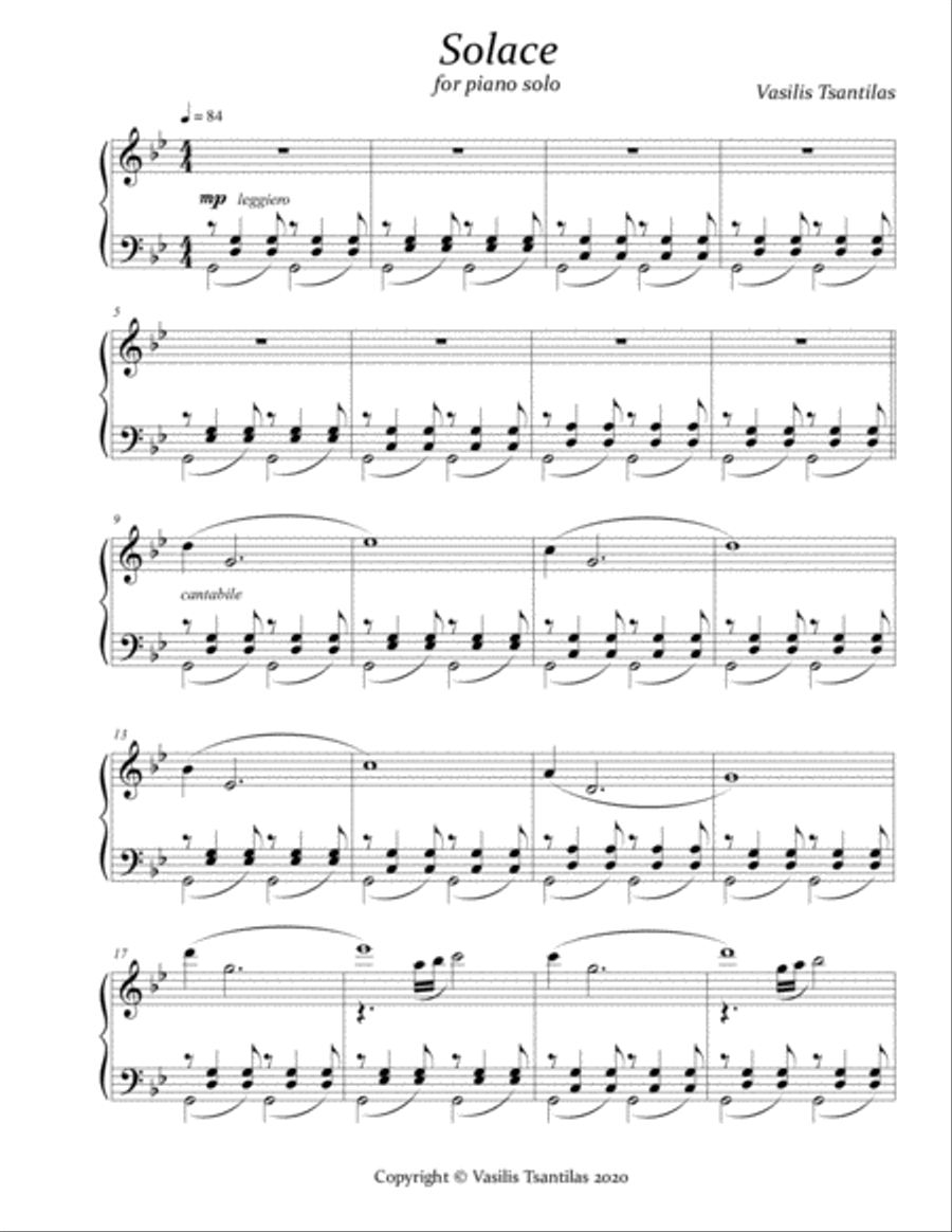 Solace Piano Solo scores gallery preview page 1