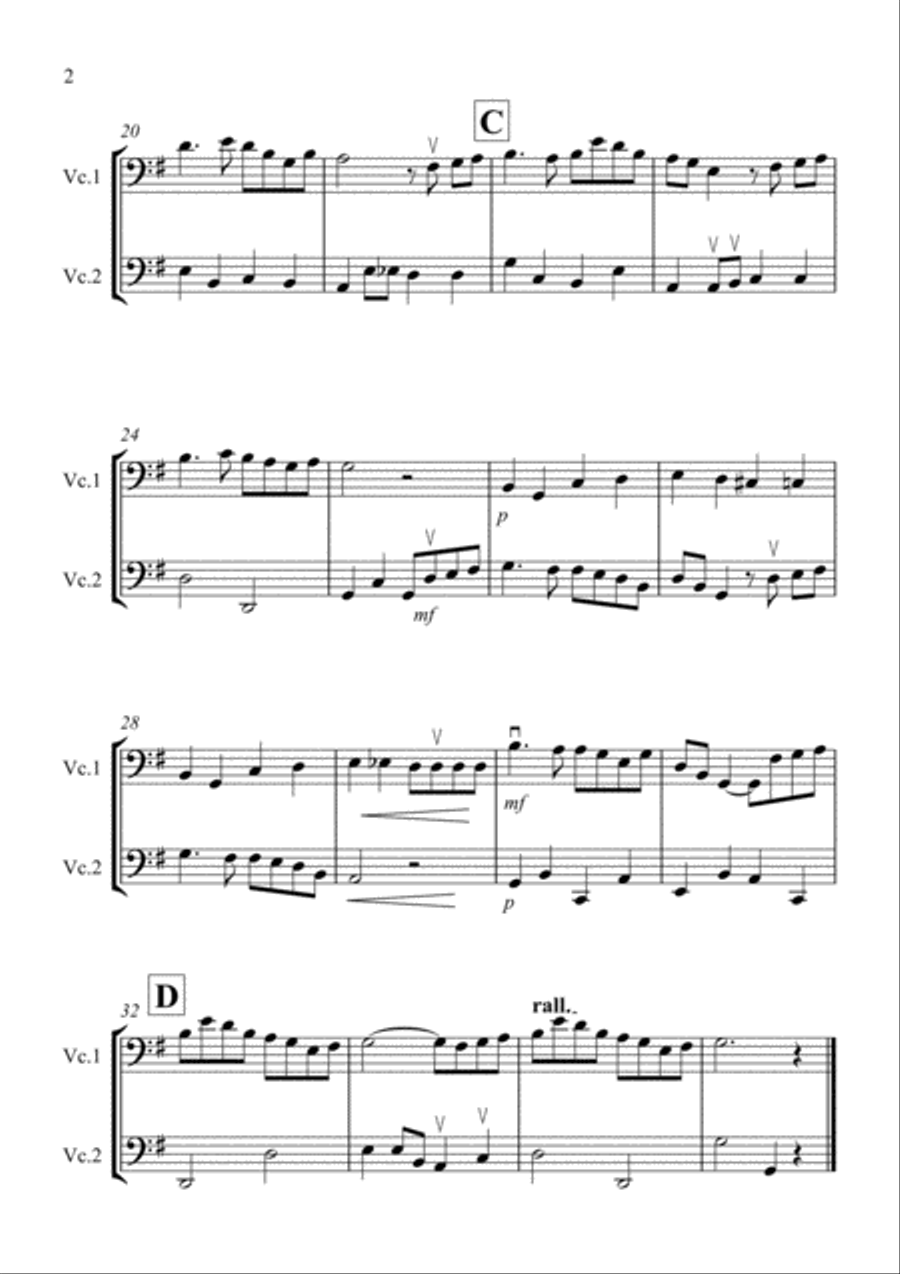 Danny Boy for Cello Duet String Duet scores gallery preview page 2