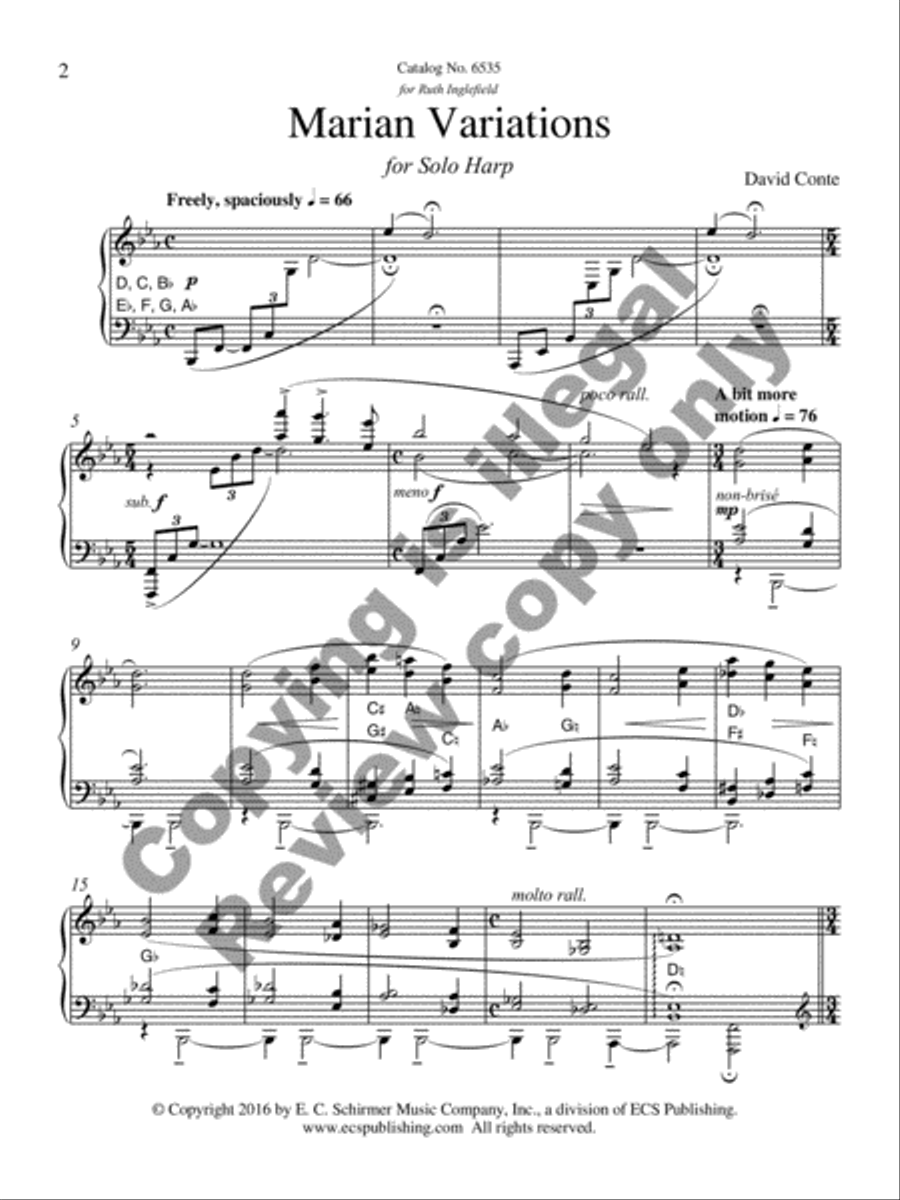 Marian Variations Harp scores gallery preview page 12