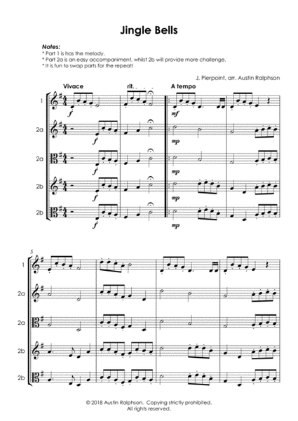 Jingle Bells - violin duet / viola duet (easy / intermediate level) image number null