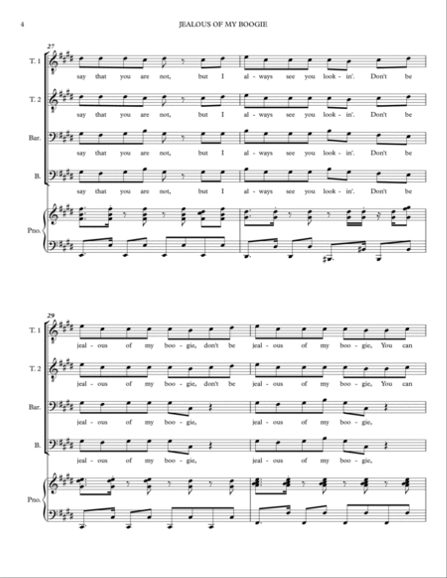 Jealous Of My Boogie TTBB scores gallery preview page 4