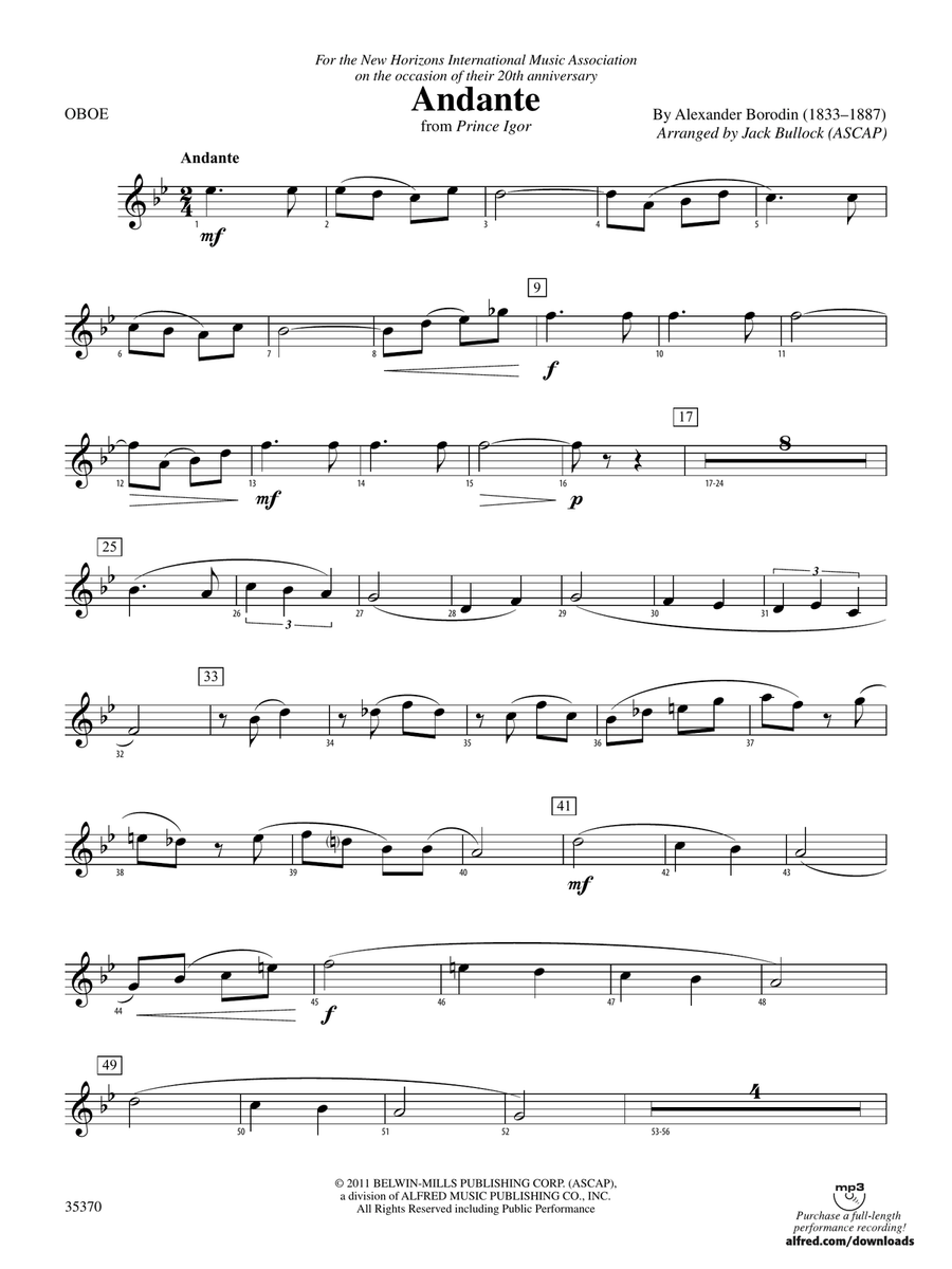 Andante (from Prince Igor): Oboe