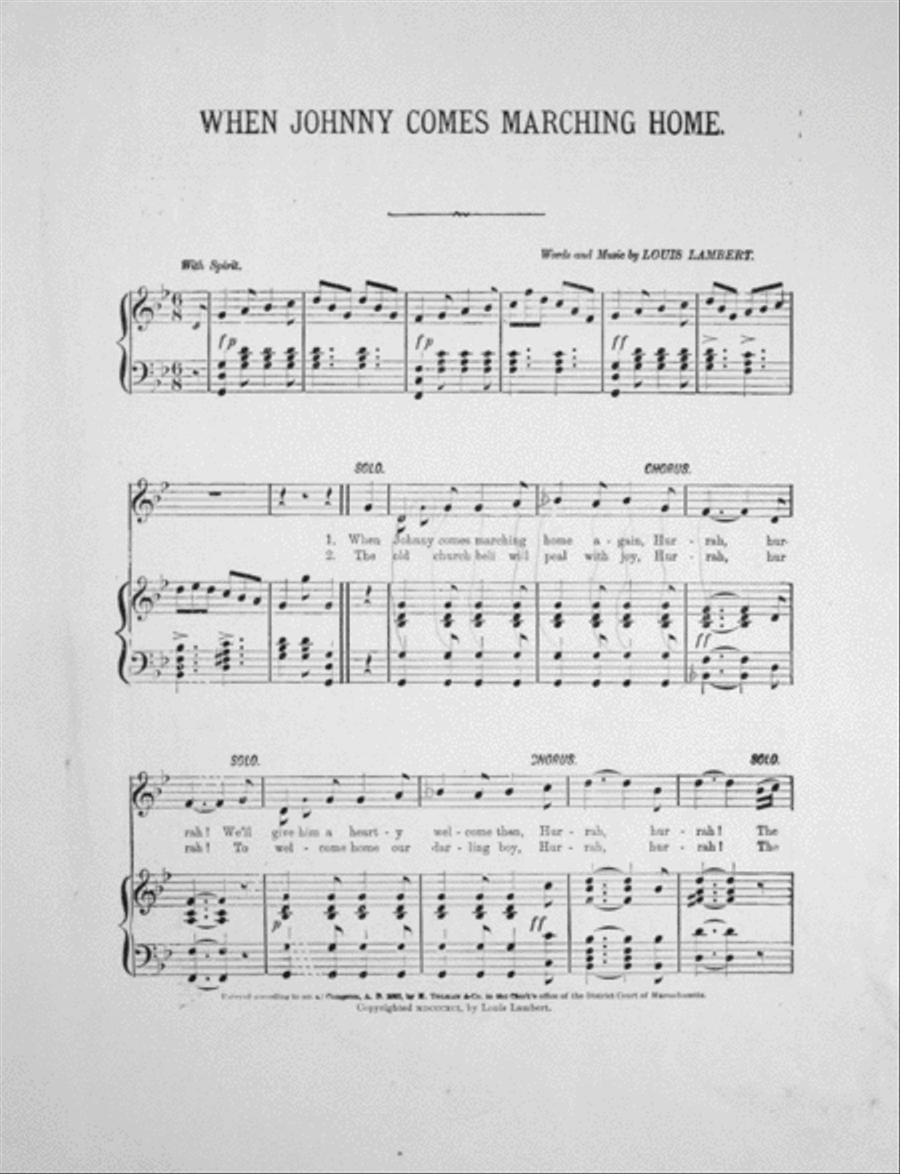 Our National War Songs. When Johnny Comes Marching Home Voice scores gallery preview page 2