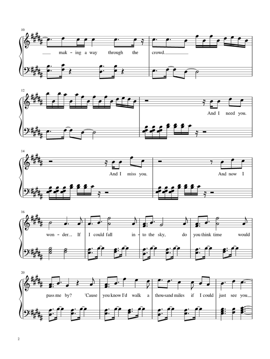 A Thousand Miles Easy Piano scores gallery preview page 2