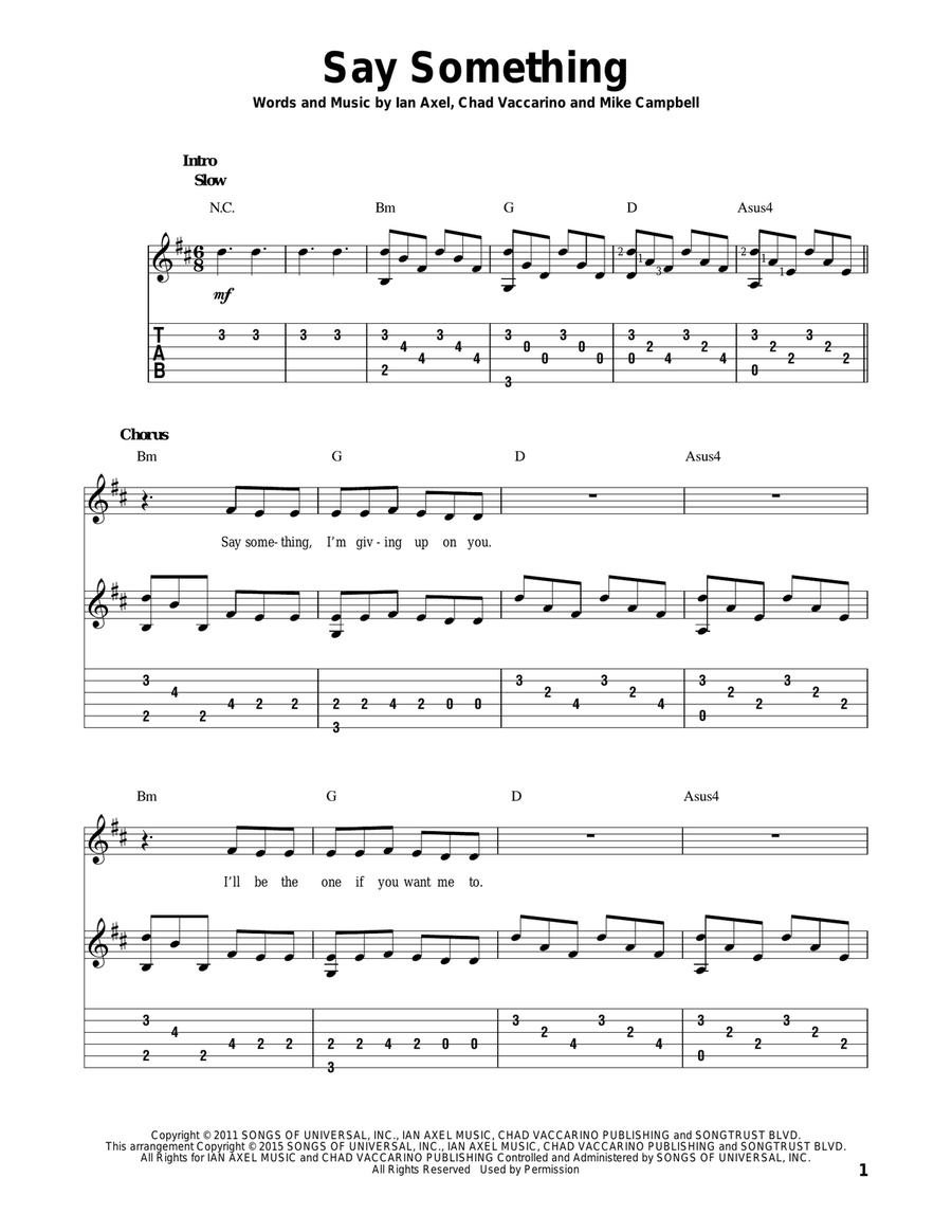 Say Something Acoustic Guitar scores gallery preview page 1