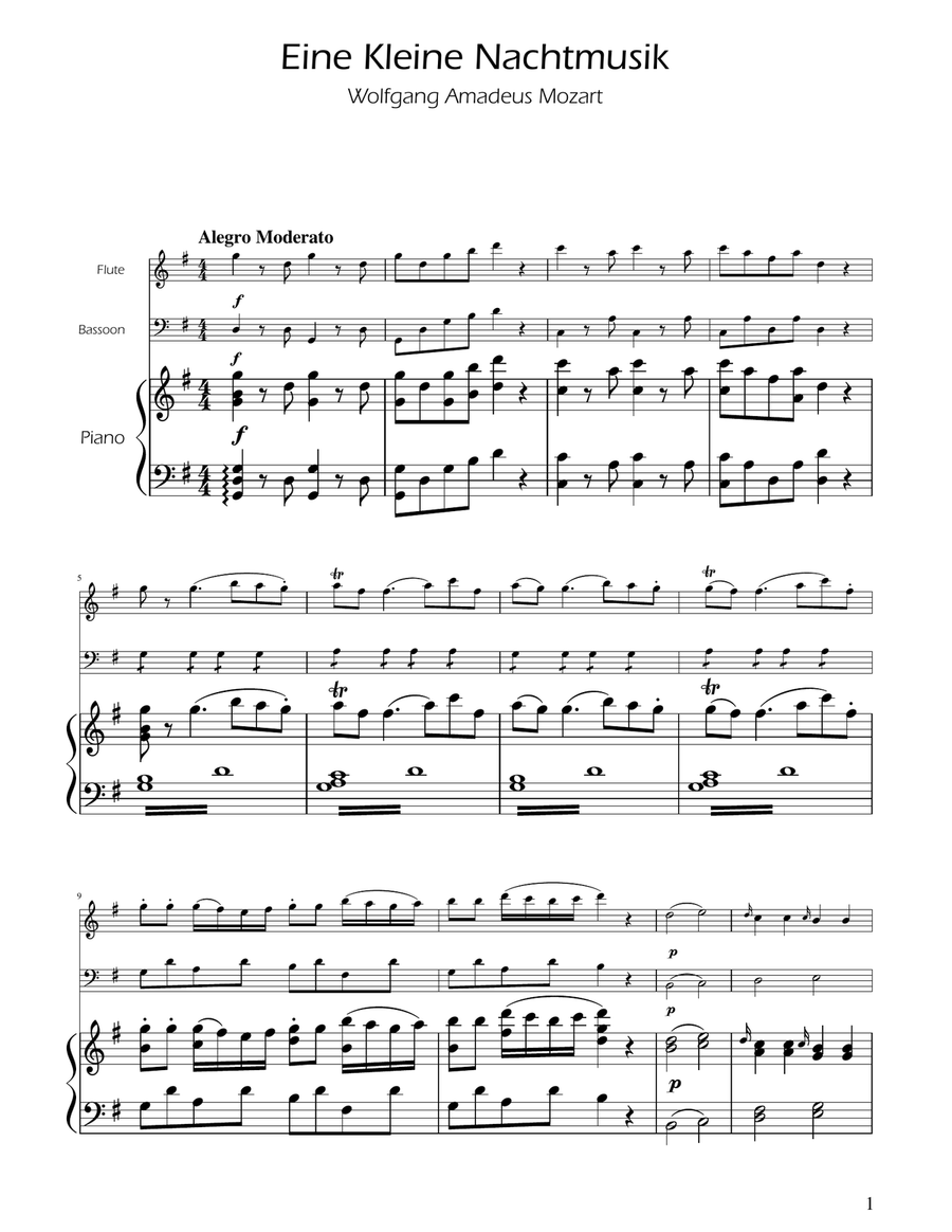 Mozart: Eine Kleine Nachtmusik (K.525) - Flute and Bassoon Duet