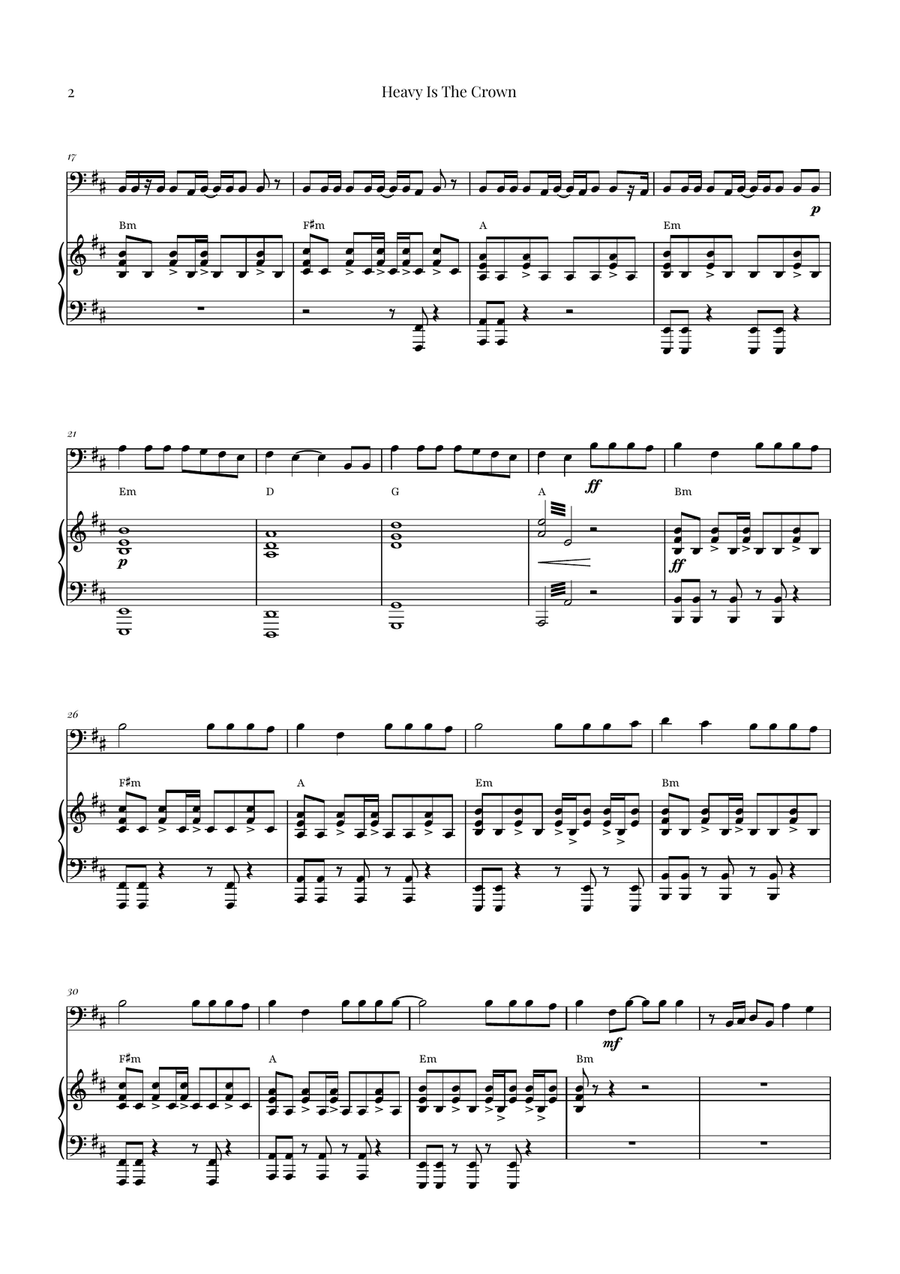 Heavy Is The Crown Piano scores gallery preview page 2