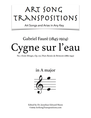 FAURÉ: Cygne sur l'eau, Op. 113 no. 1 (transposed to A major)