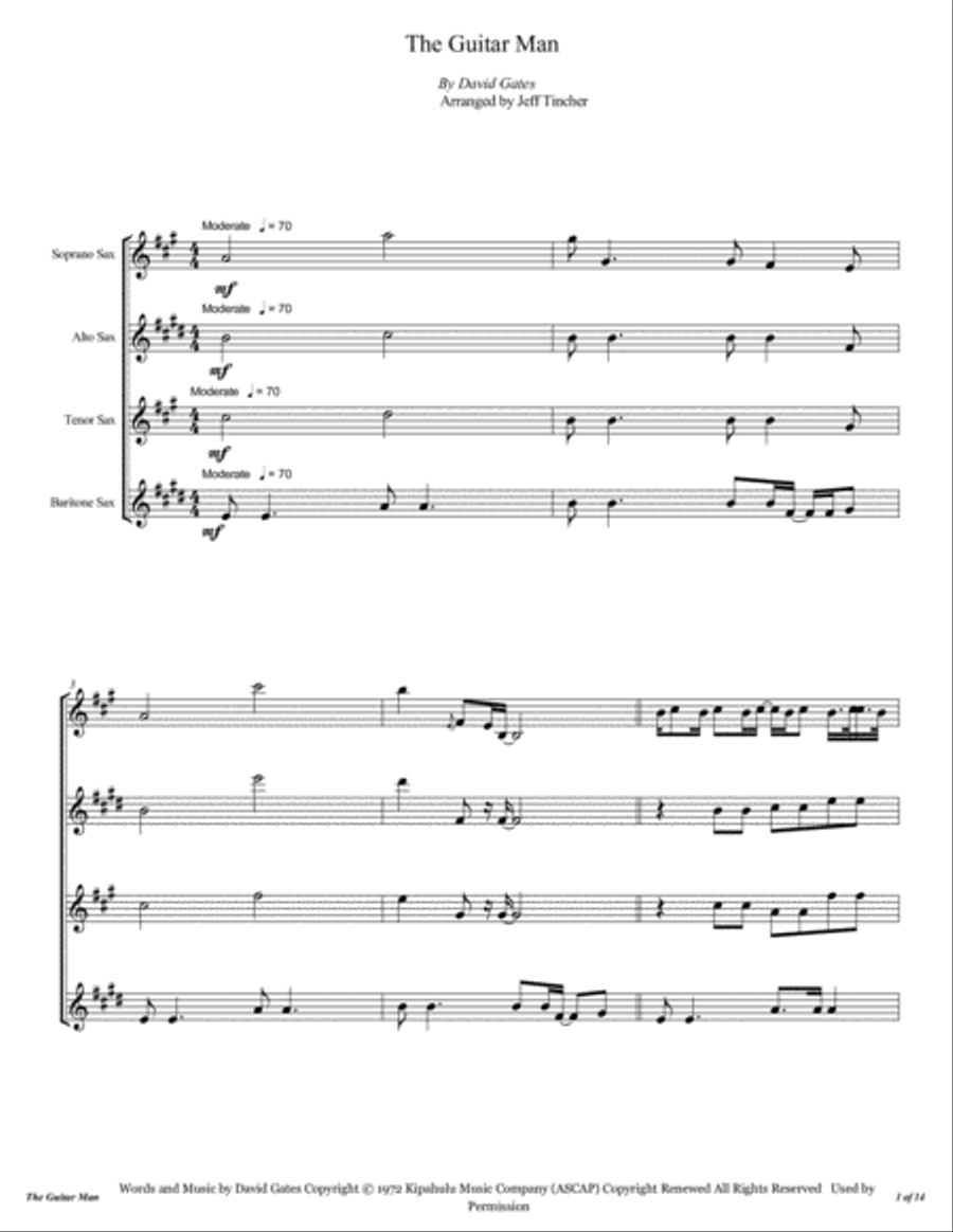 The Guitar Man Woodwind Quartet scores gallery preview page 2