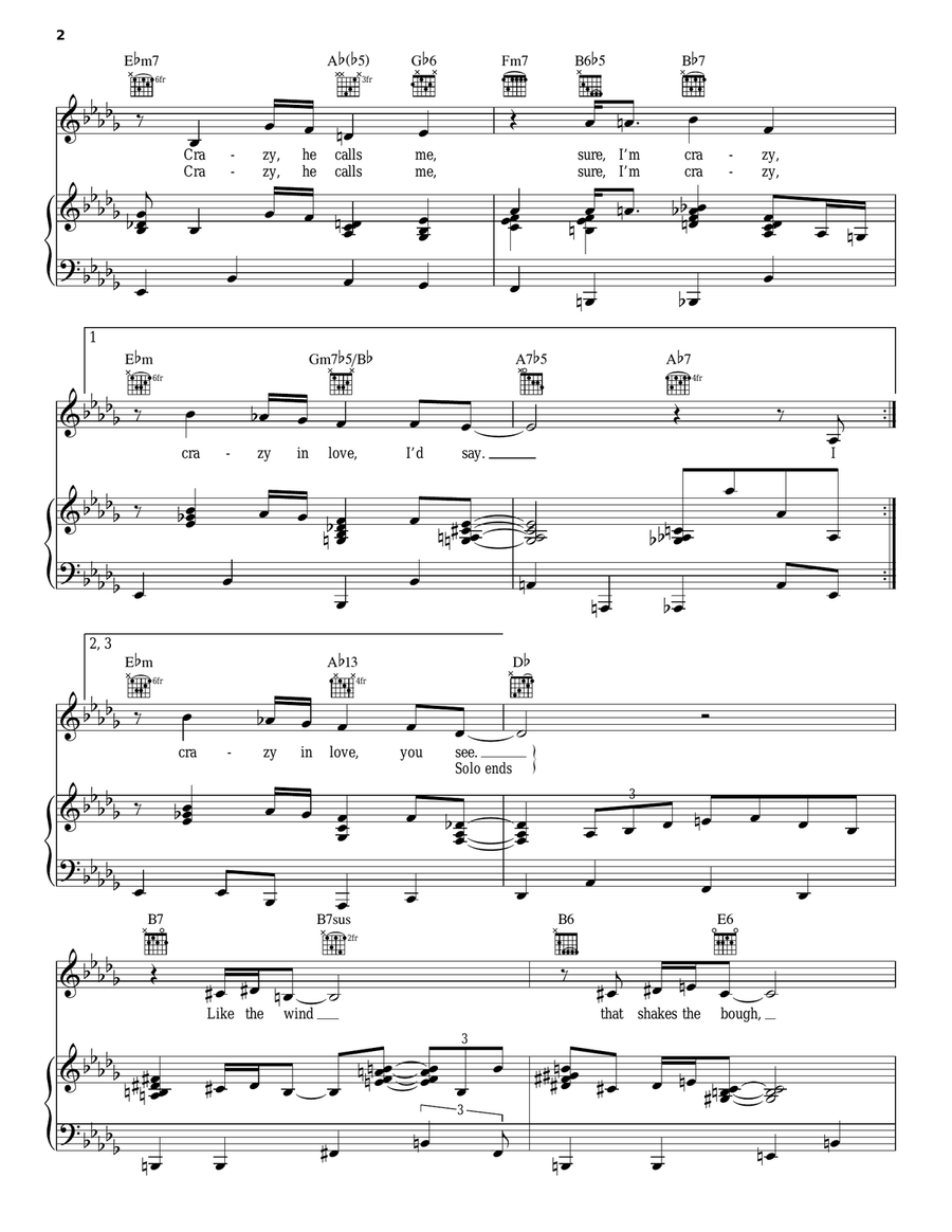Crazy She Calls Me Piano, Vocal, Guitar scores gallery preview page 2