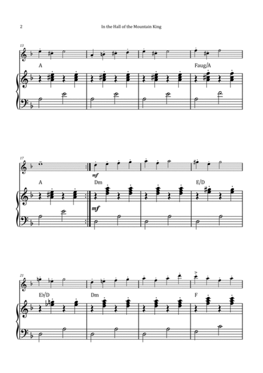 In the Hall of the Mountain King - Flute & Piano with Chord Notation image number null