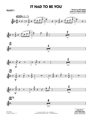 Book cover for It Had to Be You (arr. Rick Stitzel) - Trumpet 1