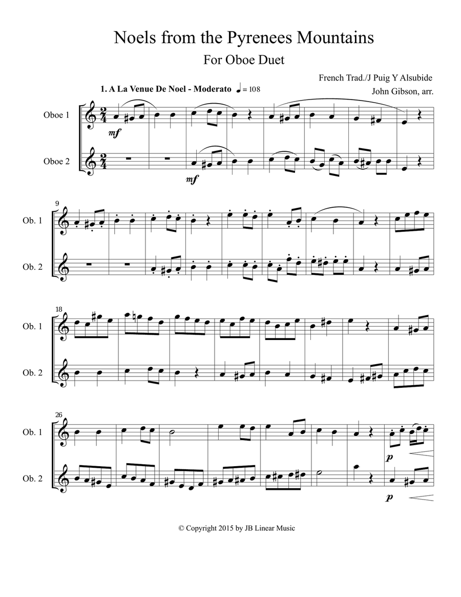 Noels from the Pyrenees Mountains - oboe duet Woodwind Duet scores gallery preview page 2