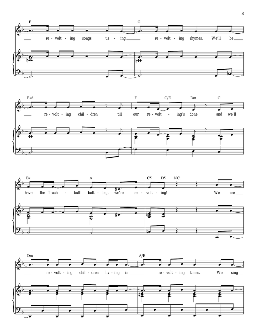 Revolting Children Revolting Children Piano, Vocal scores gallery preview page 3