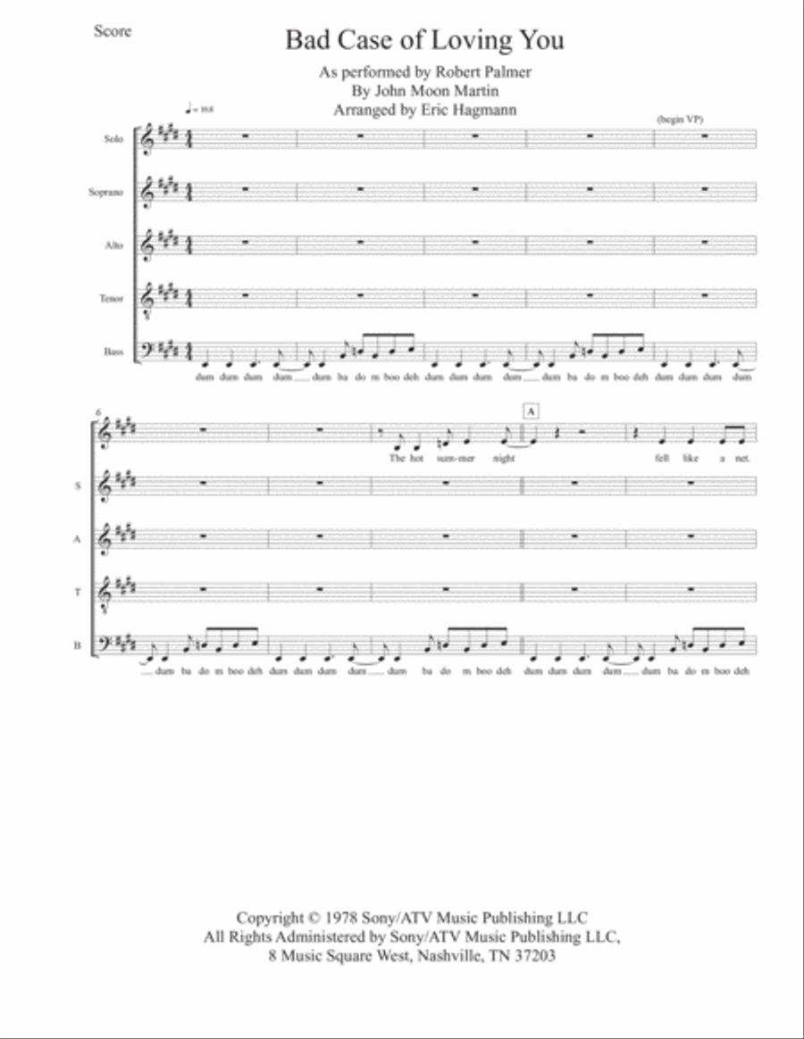 Bad Case Of Loving You 4-Part scores gallery preview page 1