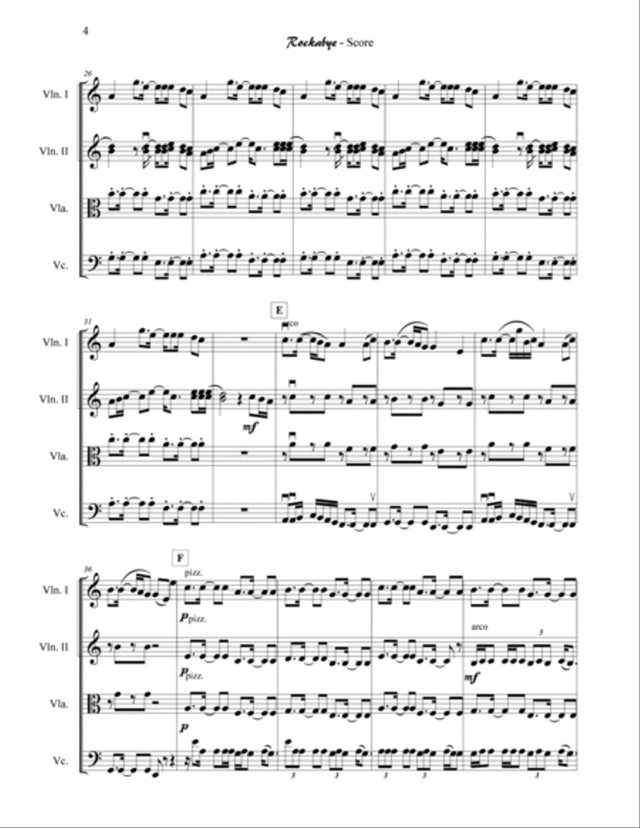 Rockabye Rockabye String Quartet scores gallery preview page 4