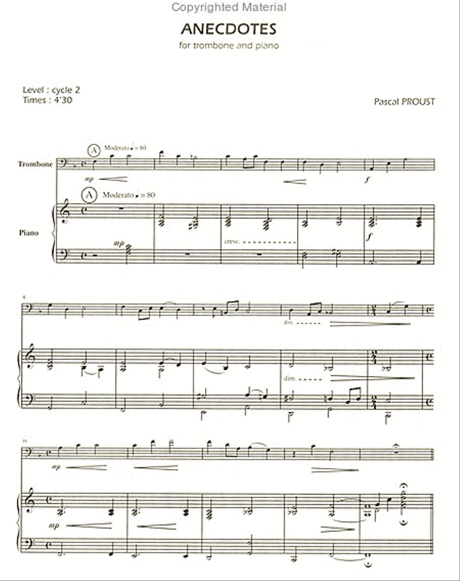 Anecdotes, pour trombone Anecdotes, pour trombone Piano Accompaniment scores gallery preview page 2