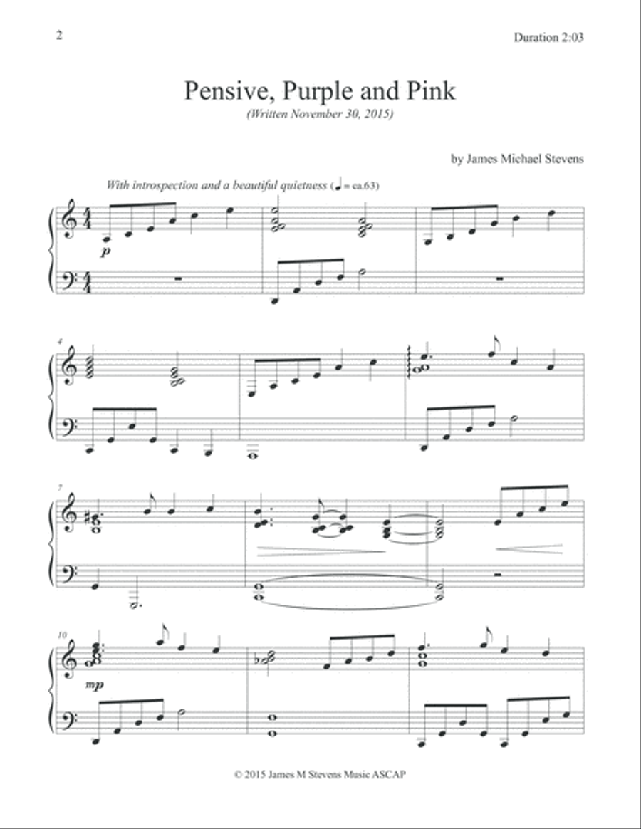 Pensive, Purple & Pink (reflective piano) Piano Solo scores gallery preview page 2