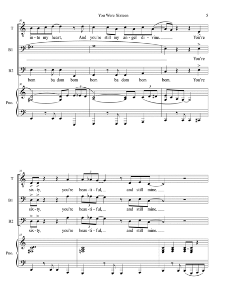 You're Sixteen (you're Beautiful And You're Mine) TTBB scores gallery preview page 5