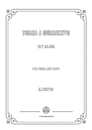 Book cover for Curtis-Torna a Surriento in F Major,for Voice and Piano