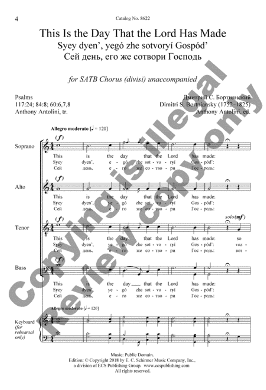 This Is the Day That the Lord Has Made/Syey dyen’, yegó zhe sotvoryí Gospód’ Divisi scores gallery preview page 4