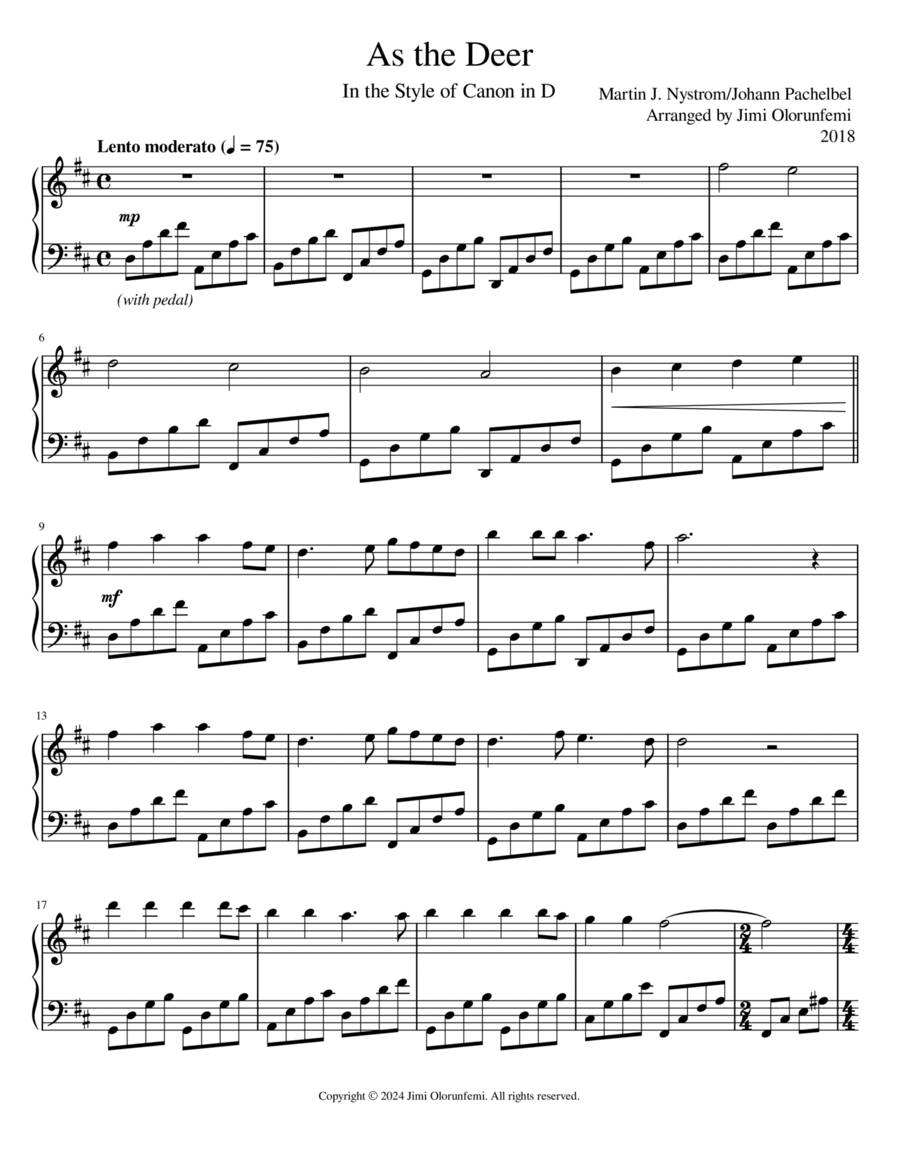As The Deer Piano Solo scores gallery preview page 1