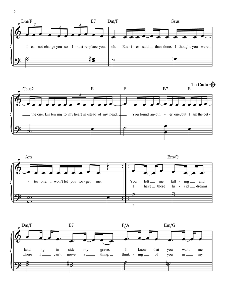 Lucid Dreams Easy Piano scores gallery preview page 2