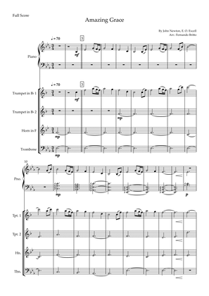 Amazing Grace (John Newton, E. O. Excell) for Brass Quartet and Piano Accompaniment with Chords