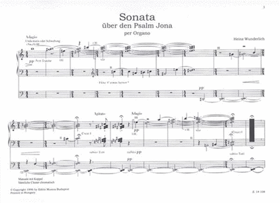 Sonate über den Psalm Jona per Organo