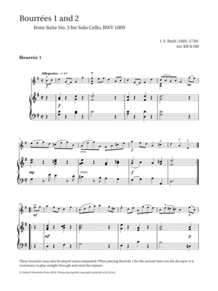 Bourrées 1 and 2 from Suite No. 3 (for Solo Cello) BWV 1009