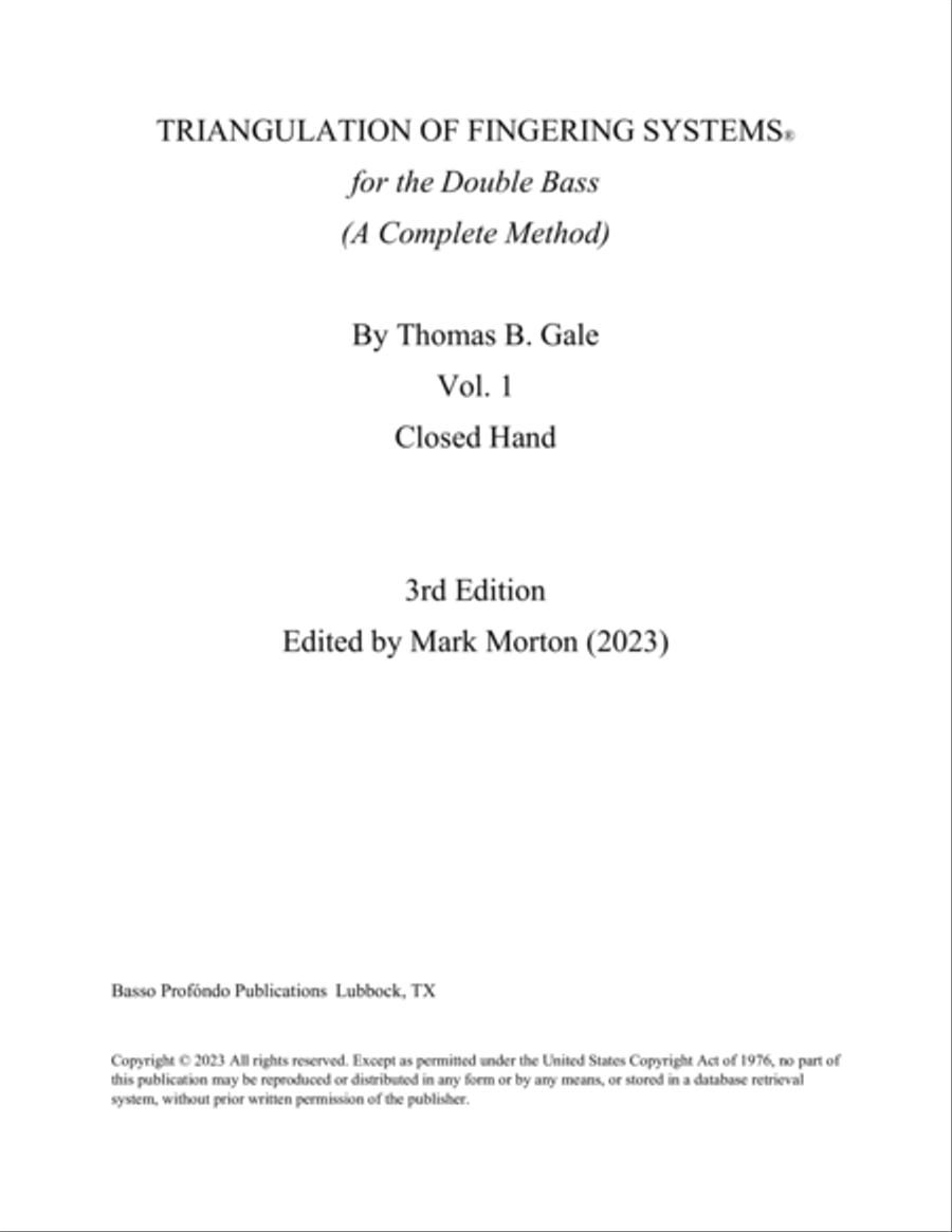 Triangulation of Fingering Systems for the Double Bass (A Complete Method), Vol. 1 Double Bass scores gallery preview page 2