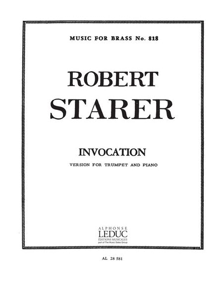 Invocation Tpt/pno Mfb 818 by Robert Starer Trumpet Solo - Sheet Music