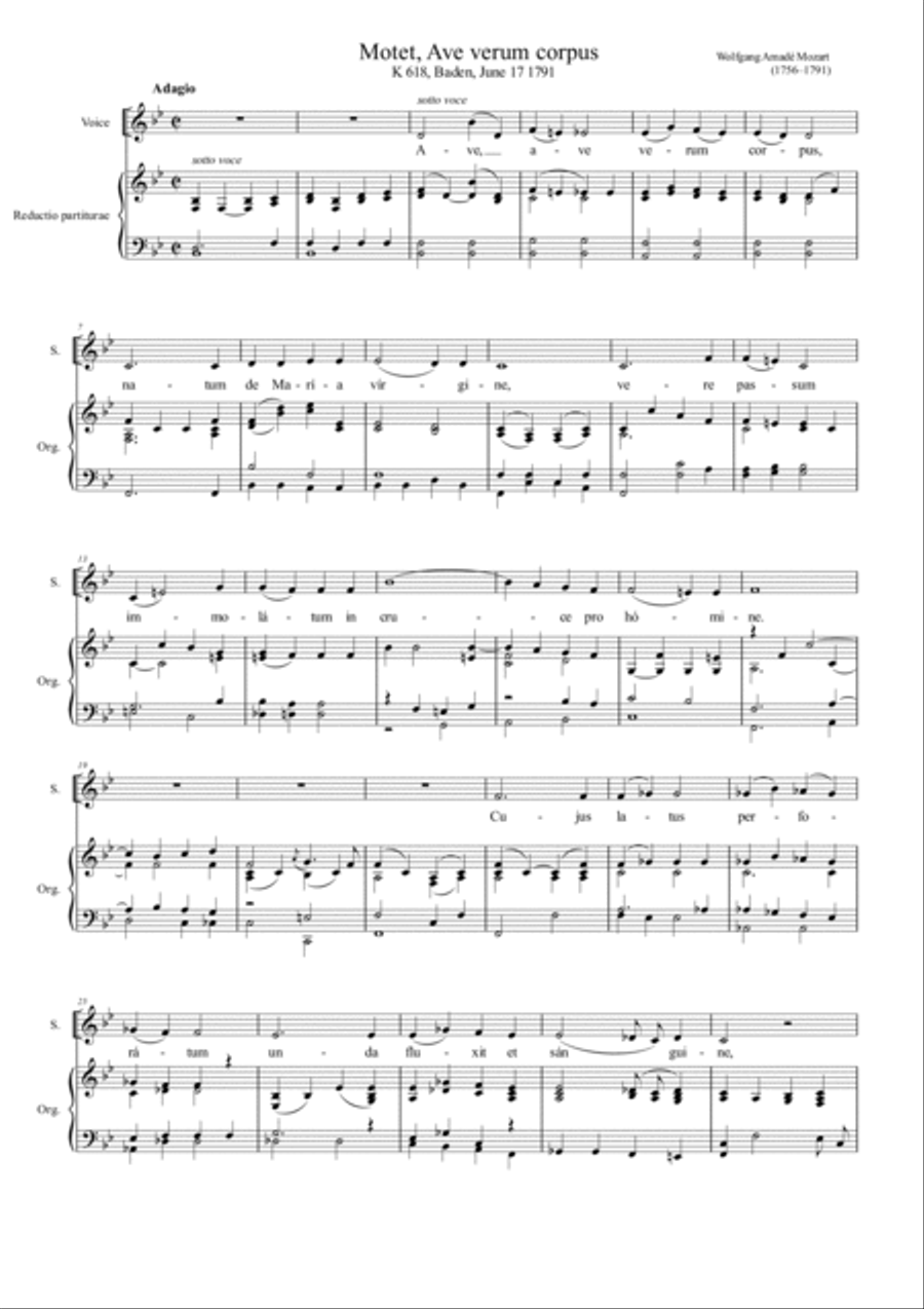 Ave Verum Corpus - Arranged for solo Medium and Low Voice Medium Voice scores gallery preview page 3